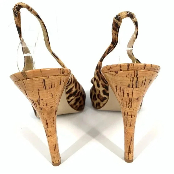 Guess womens heels size 10 brown cheetah print faux cork platform slingbacks - Picture 4 of 13